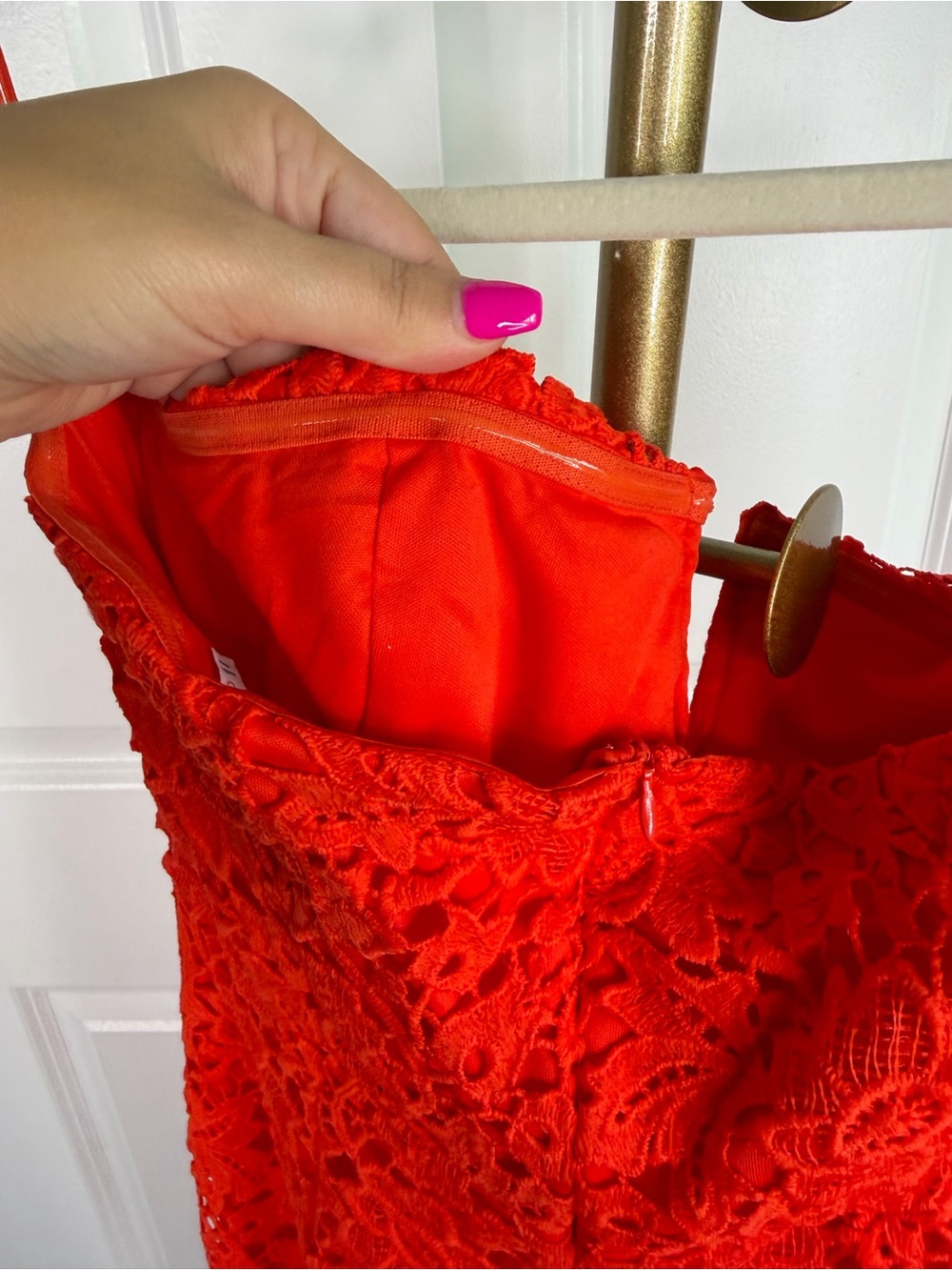 ASTR the Label Red Floral Lace Strapless Midi Dress Size L Cocktail Party - Picture 6 of 12